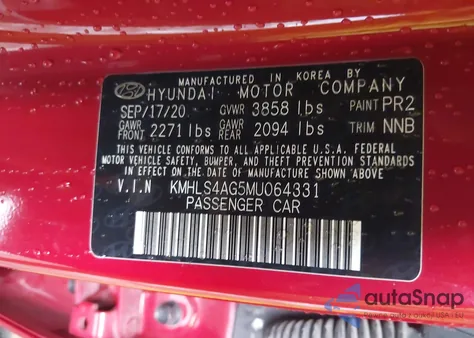 2021 Hyundai Elantra Sel z USA, uszkodzony, nr VIN KMHLS4AG5MU064331